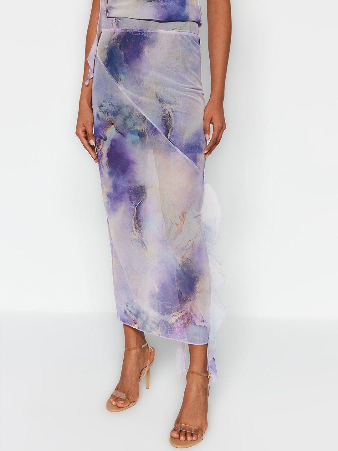 trendyol marble printed maxi pencil skirt