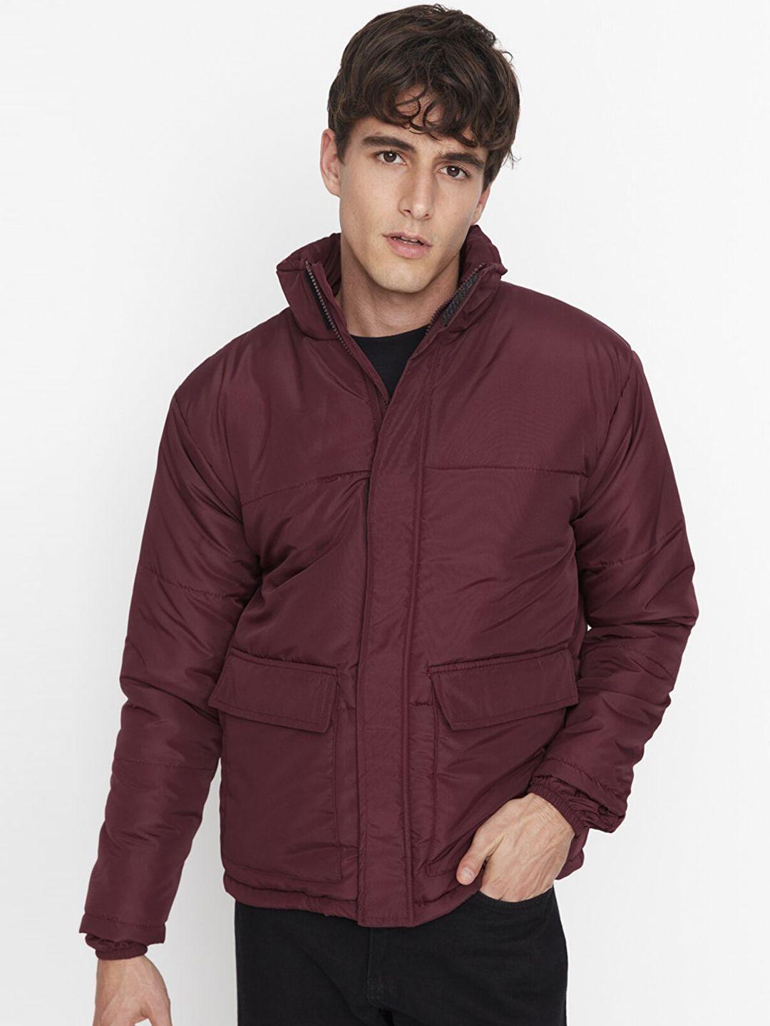 trendyol men burgundy windcheater padded jacket