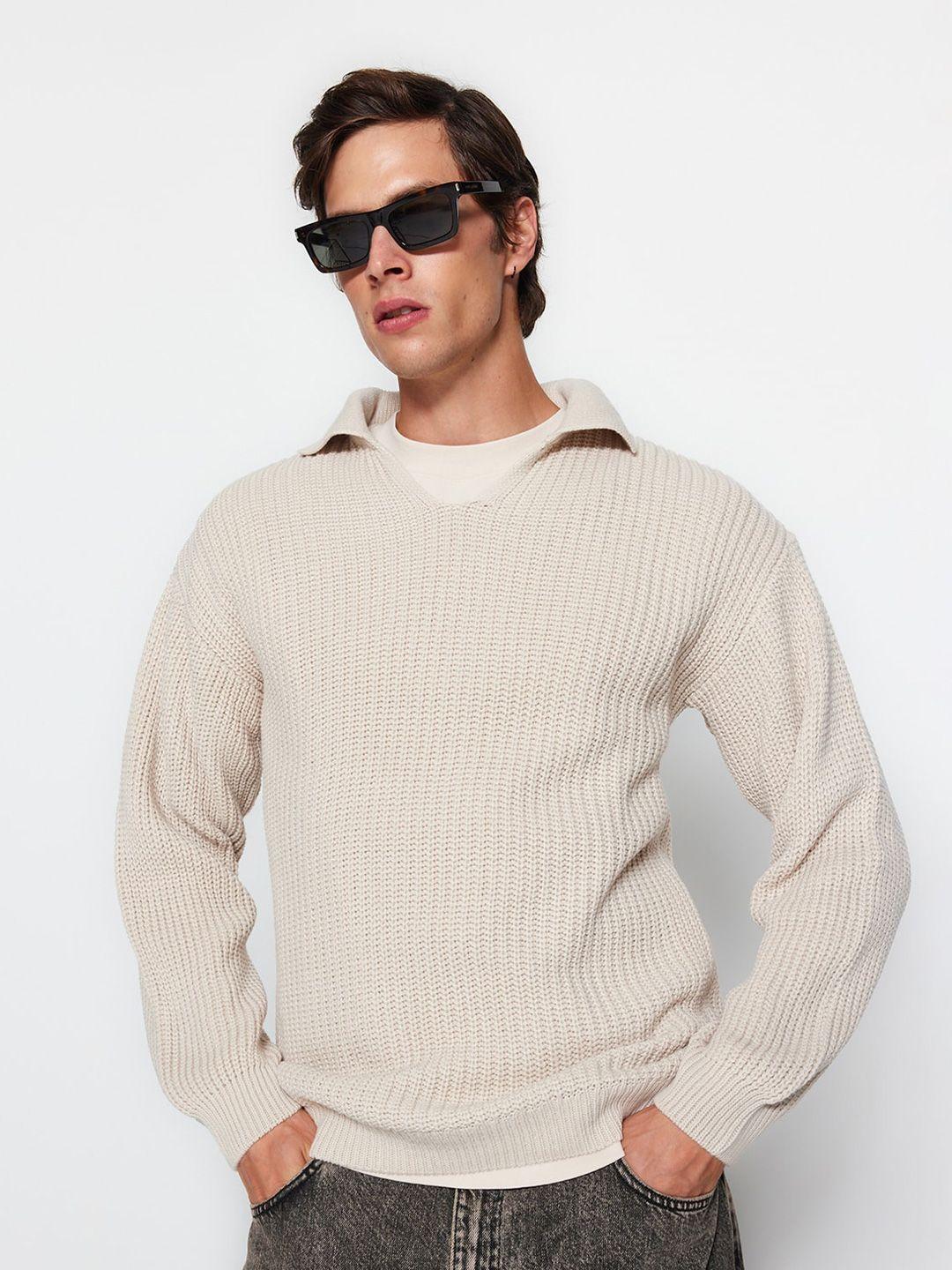 trendyol open knit acrylic pullover sweater