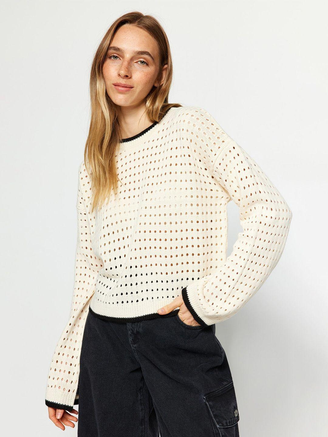 trendyol open knit acrylic pullover sweaters