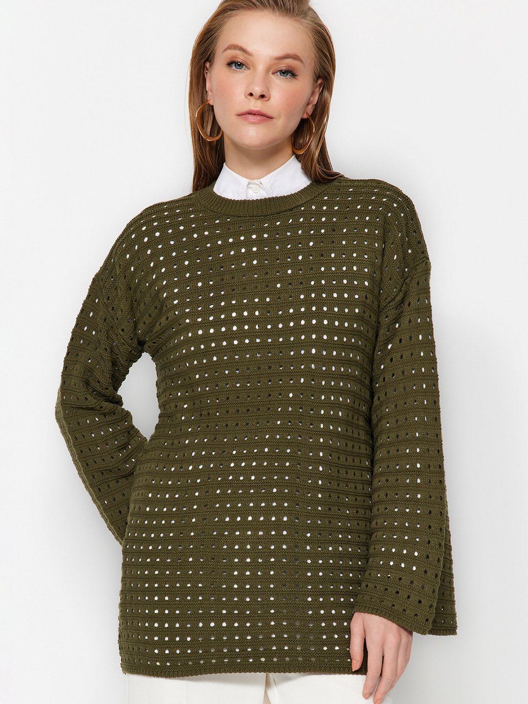 trendyol open knit pullover sweater