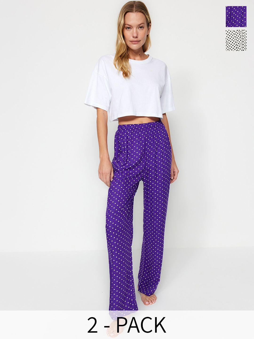 trendyol pack of 2 polka dots printed lounge pants
