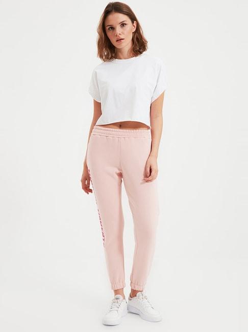 trendyol pink cotton printed joggers