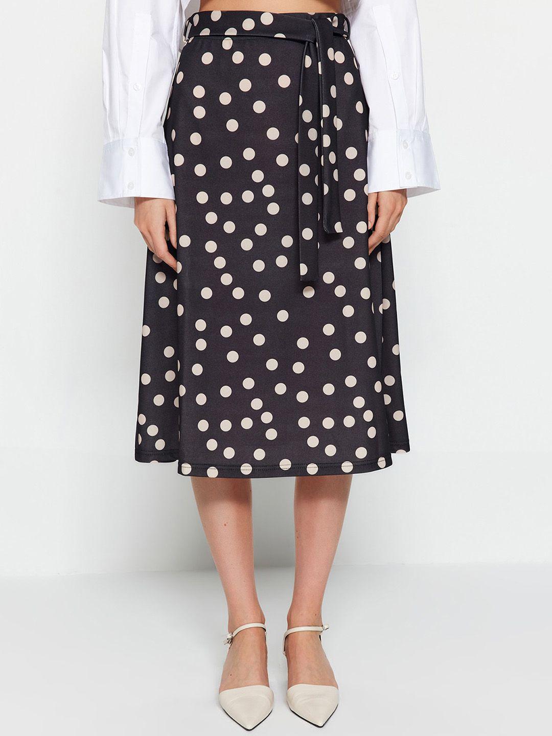 trendyol polka dot printed a-line midi skirt