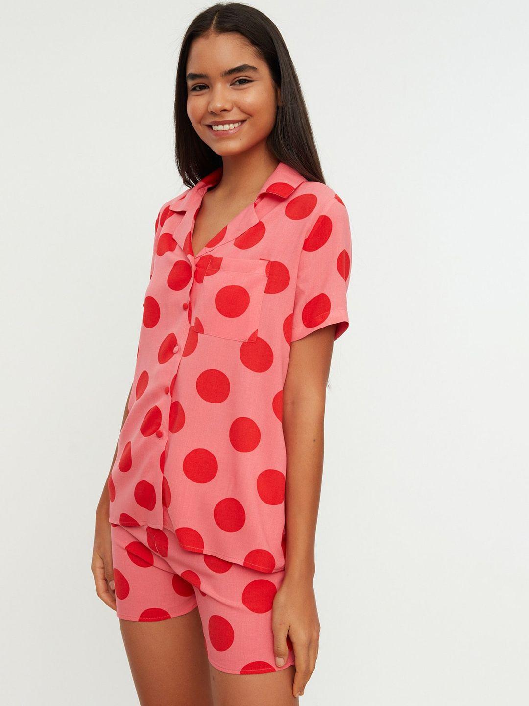 trendyol polka dots printed night suit