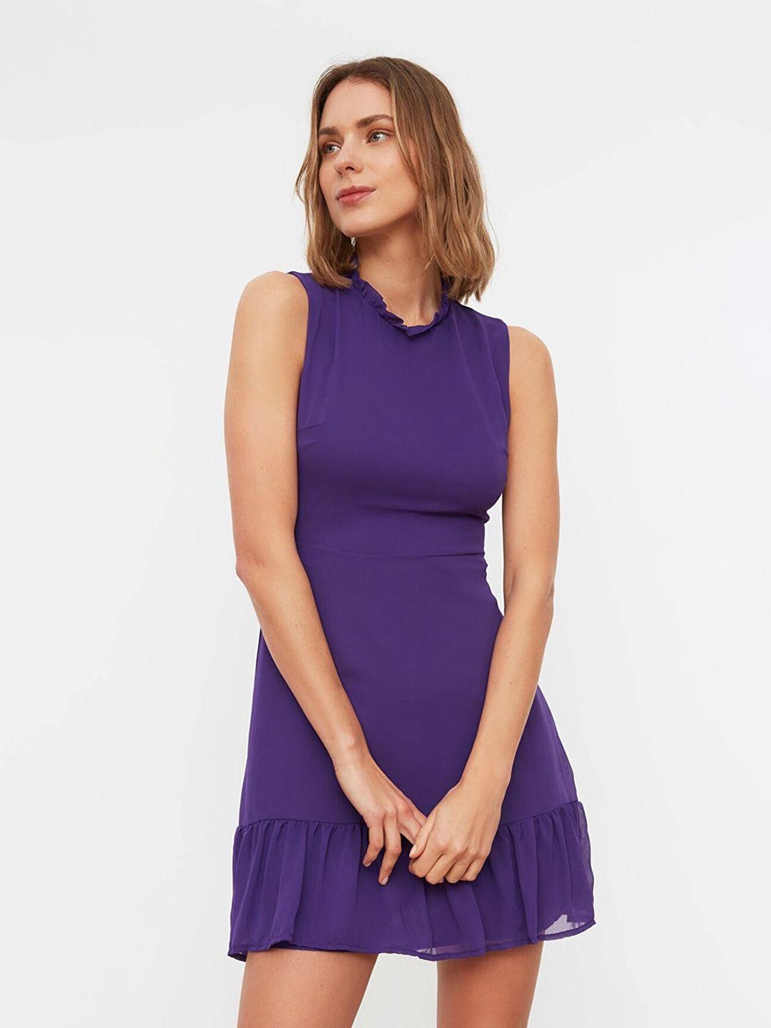trendyol purple drop-waist mini dress