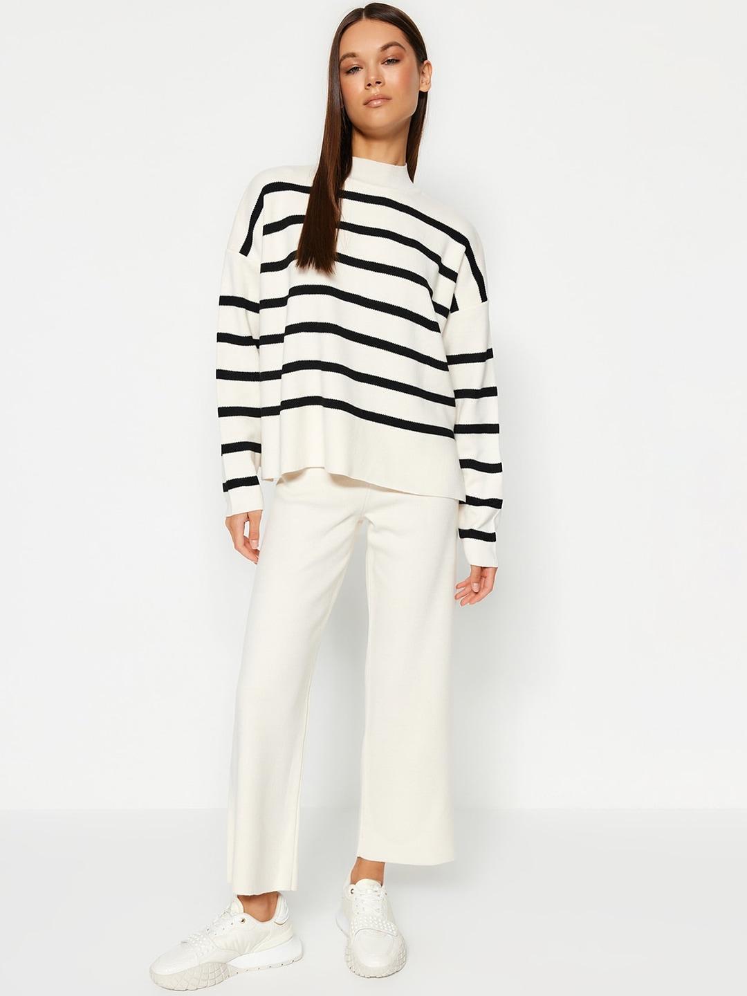 trendyol striped acrylic sweater with trousers
