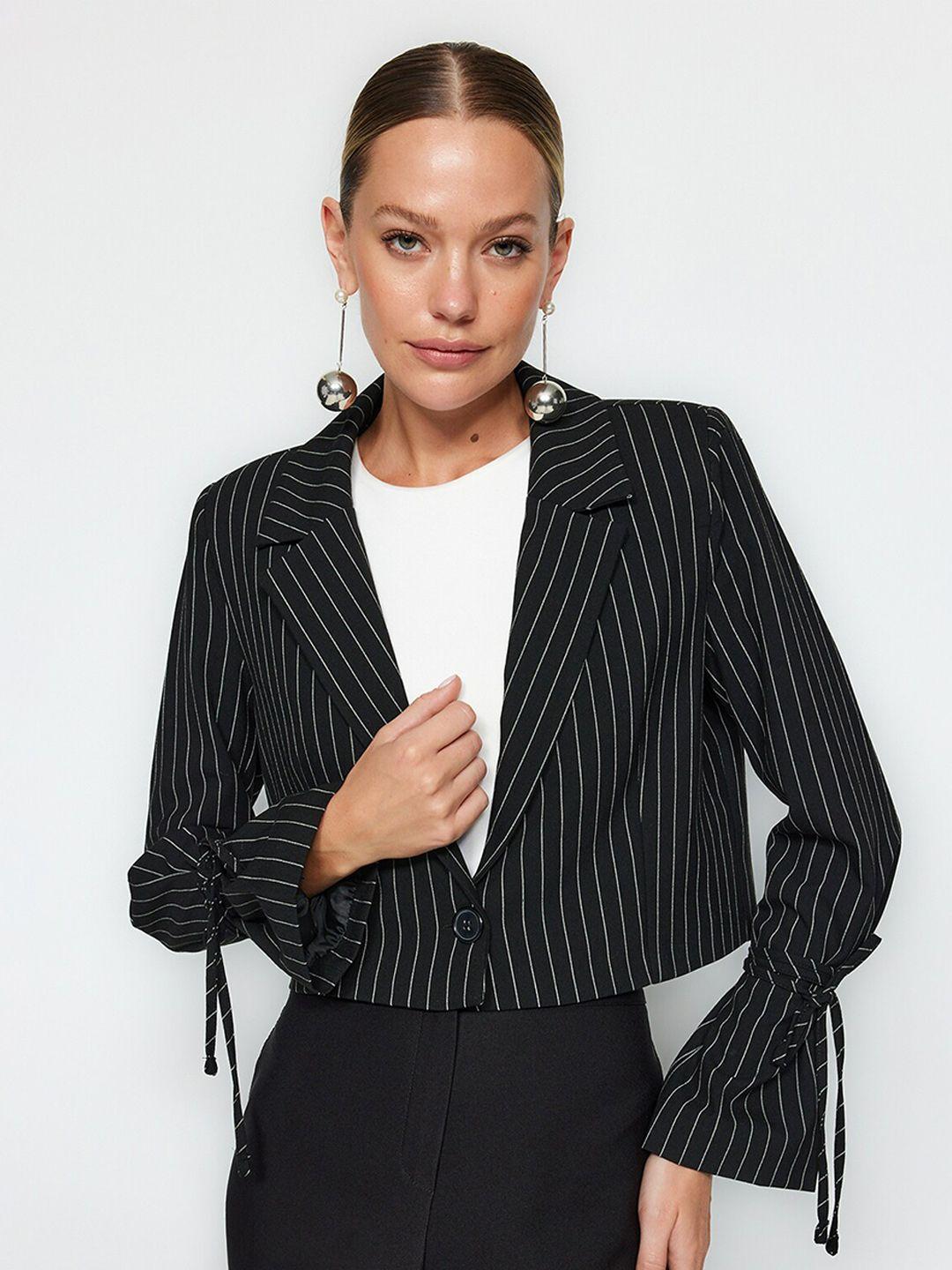 trendyol striped crop tailored jacket