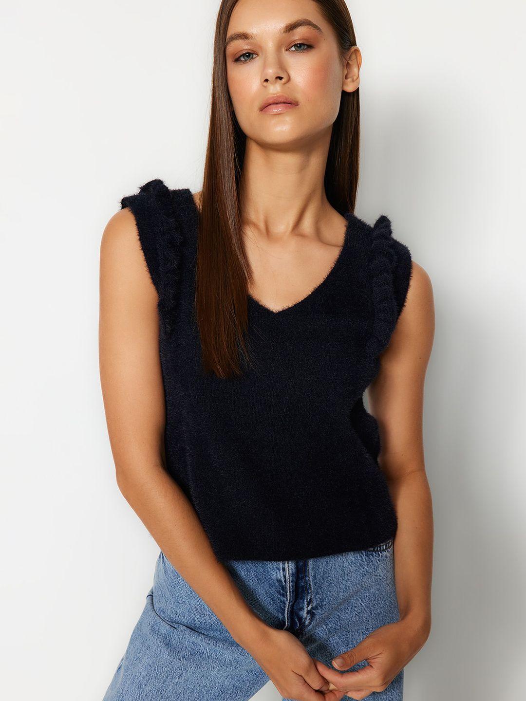 trendyol v-neck sleeveless knitted top