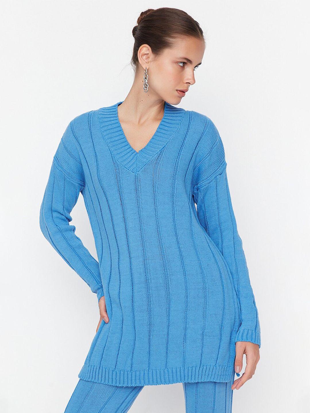 trendyol woman solid organic cotton longline t-shirt and pyjama co-ord set