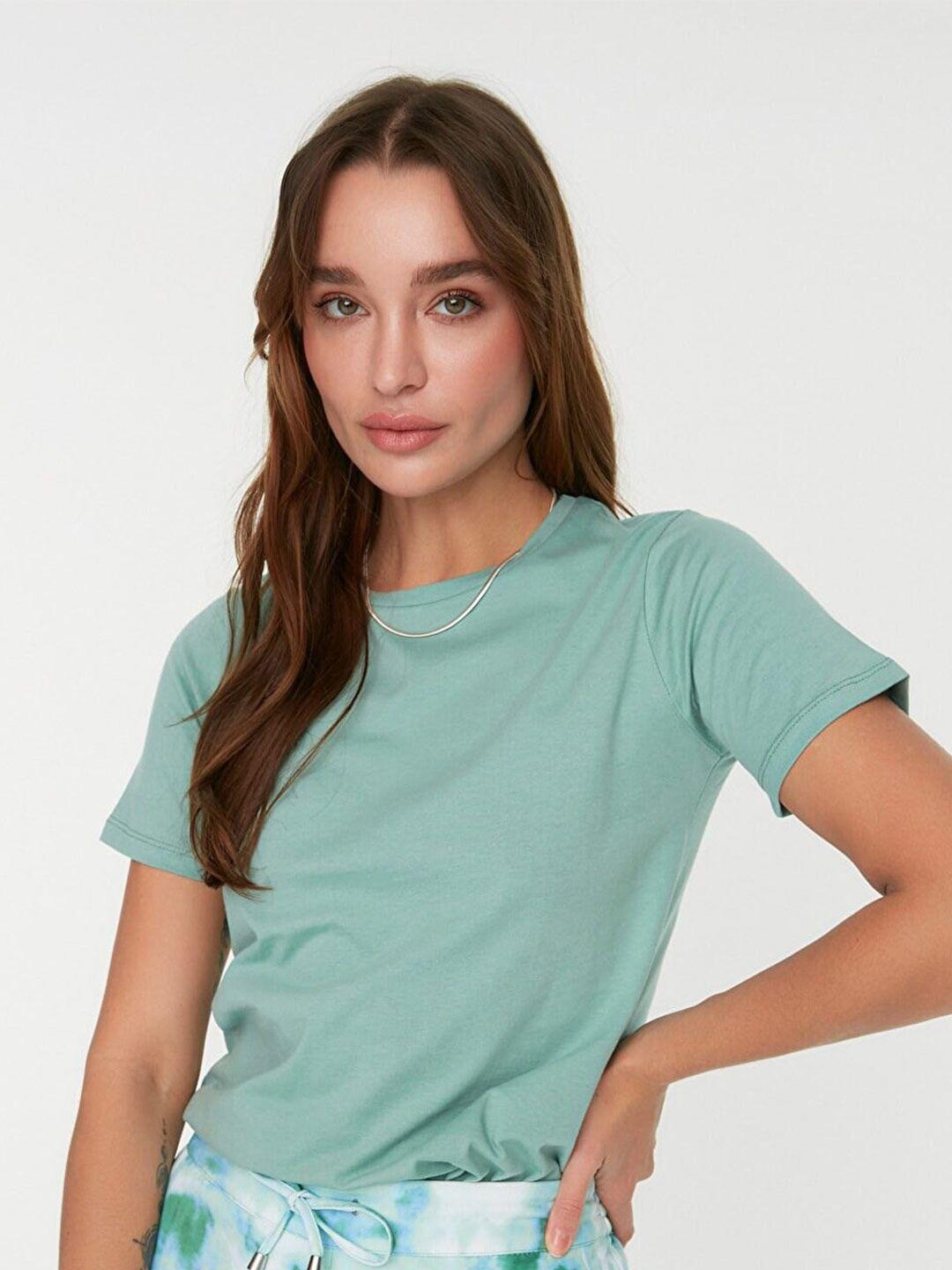 trendyol women green t-shirt