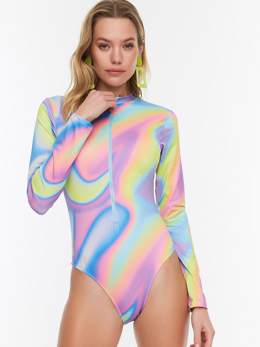 trendyol abstract printed swim bodysuit