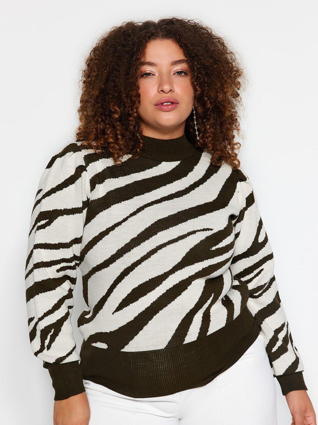 trendyol animal printed pullover sweater