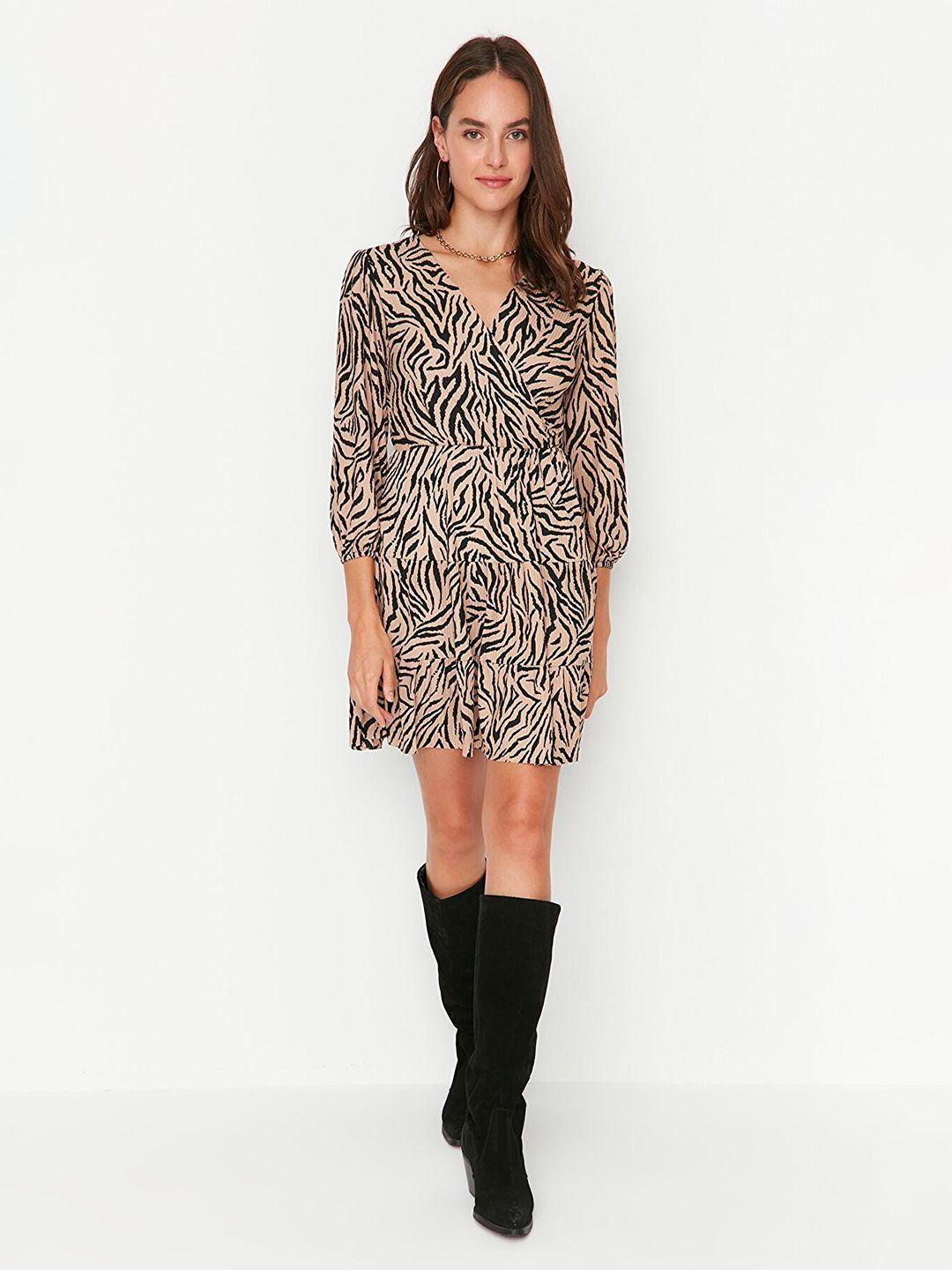 trendyol animal printed wrap dress