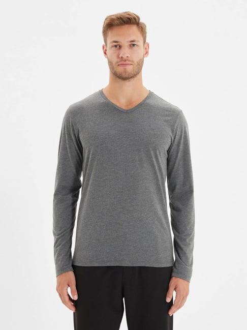 trendyol anthracite cotton regular fit t-shirt