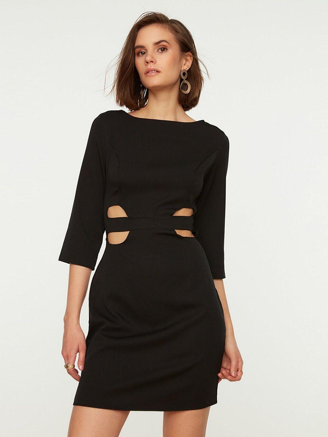 trendyol black cut- out sheath mini dress
