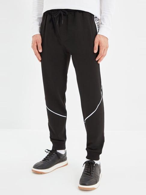 trendyol black regular fit printed joggers