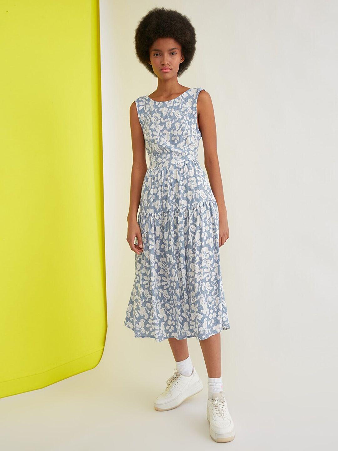 trendyol blue & white floral midi dress