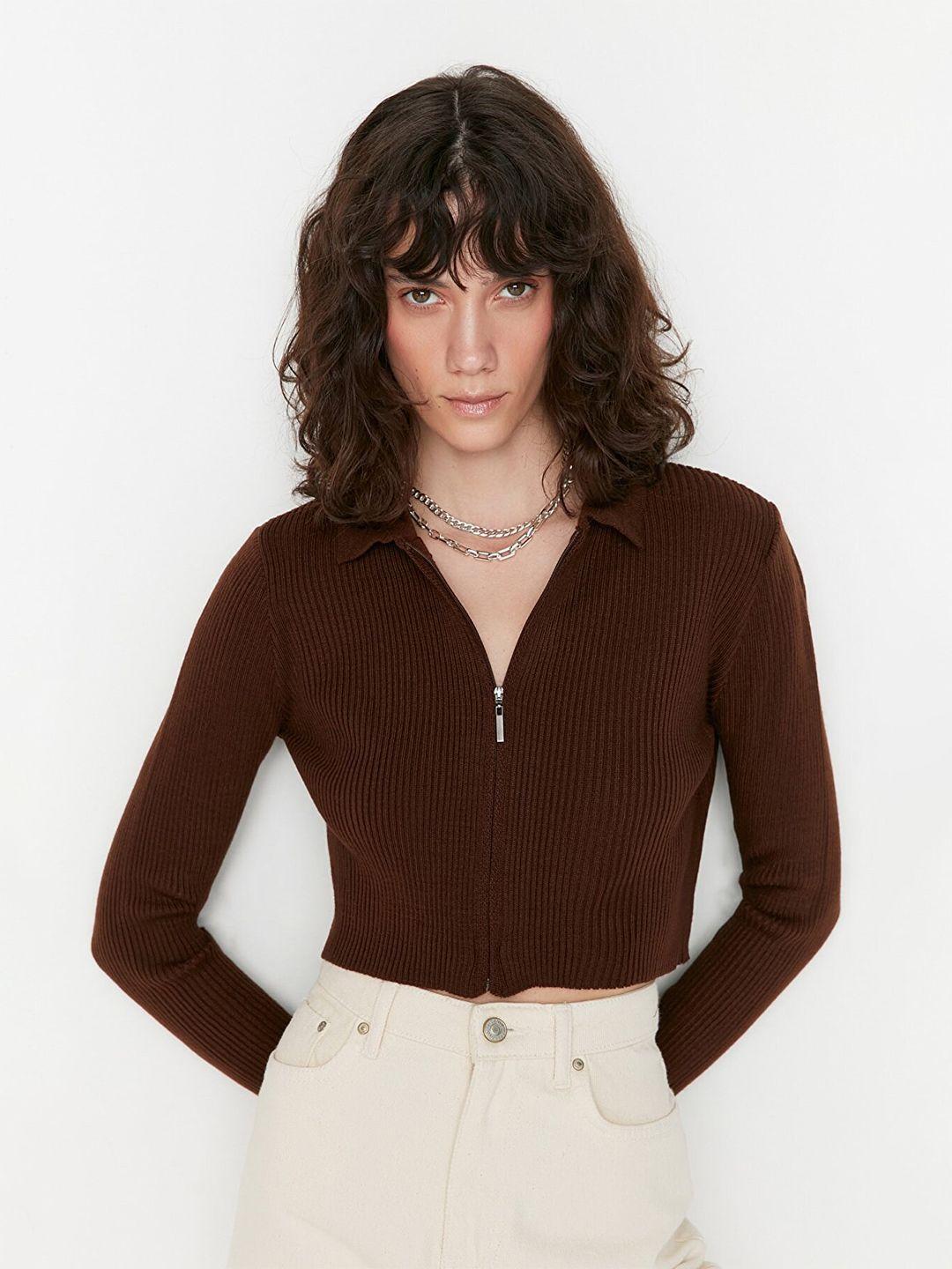 trendyol brown regular crop top