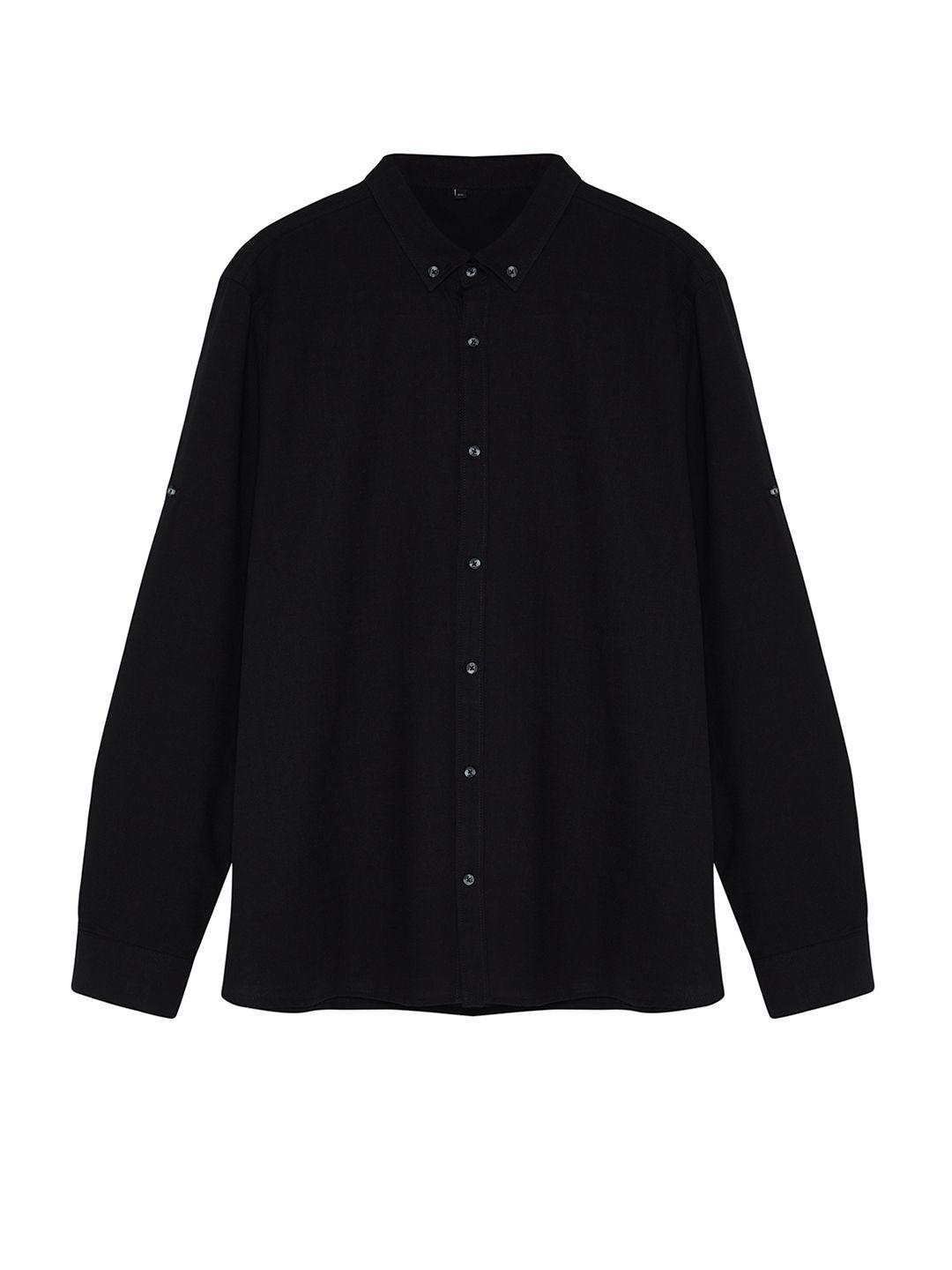 trendyol button-down collar long sleeves casual cotton shirt