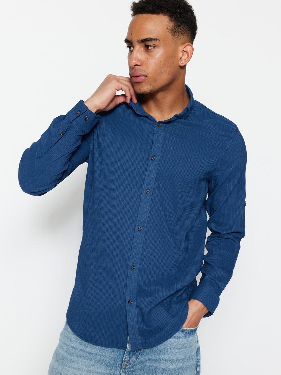 trendyol button-down collar long sleeves casual shirt