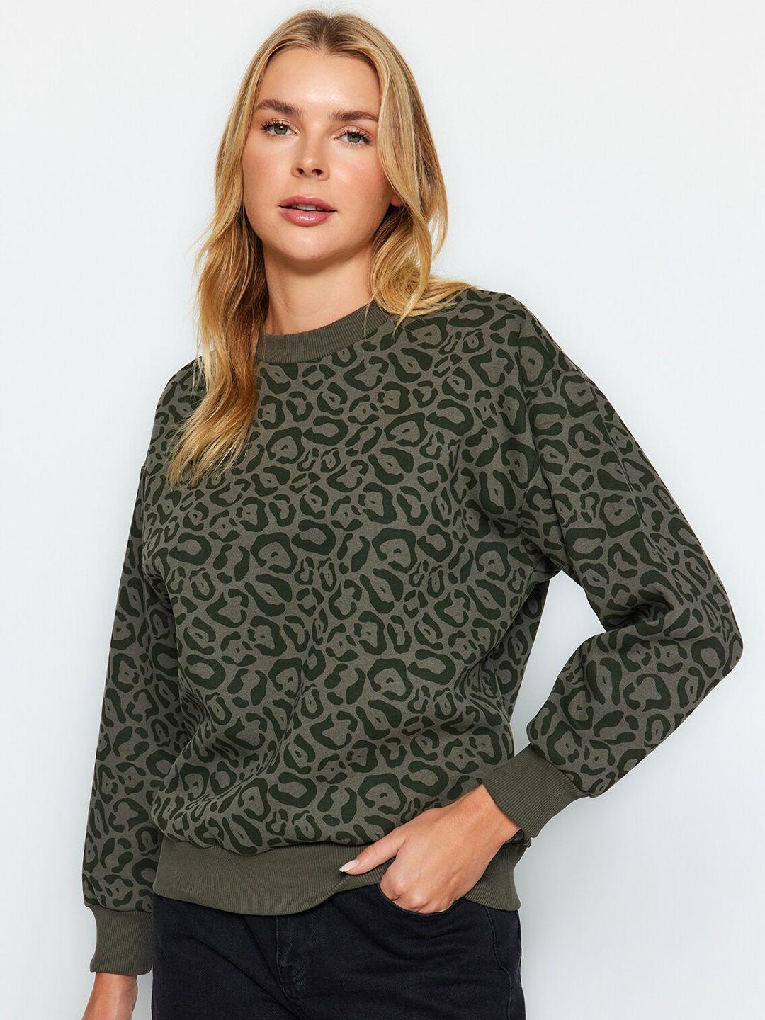 trendyol camouflage printed round neck cotton sweatshirt