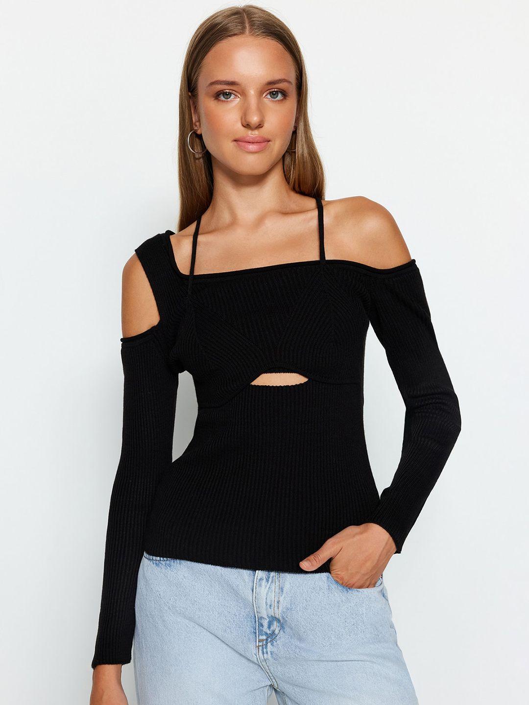 trendyol cold-shoulder fitted top