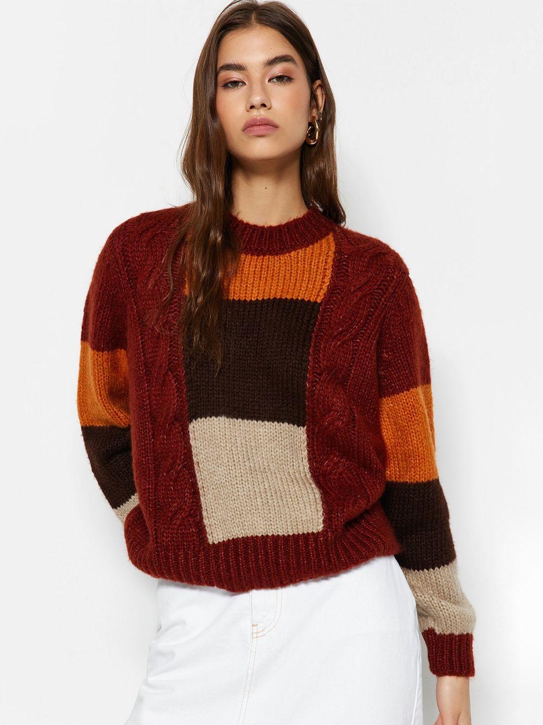 trendyol colorblocked ribbed pullover