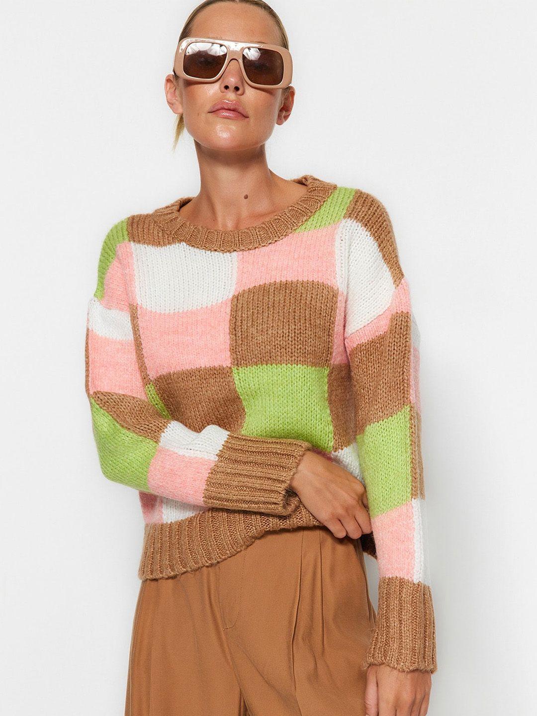 trendyol colourblocked acrylic pullover