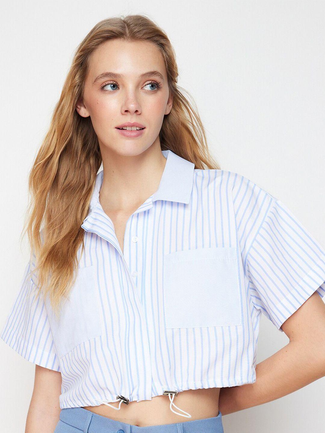 trendyol cotton opaque striped casual shirt