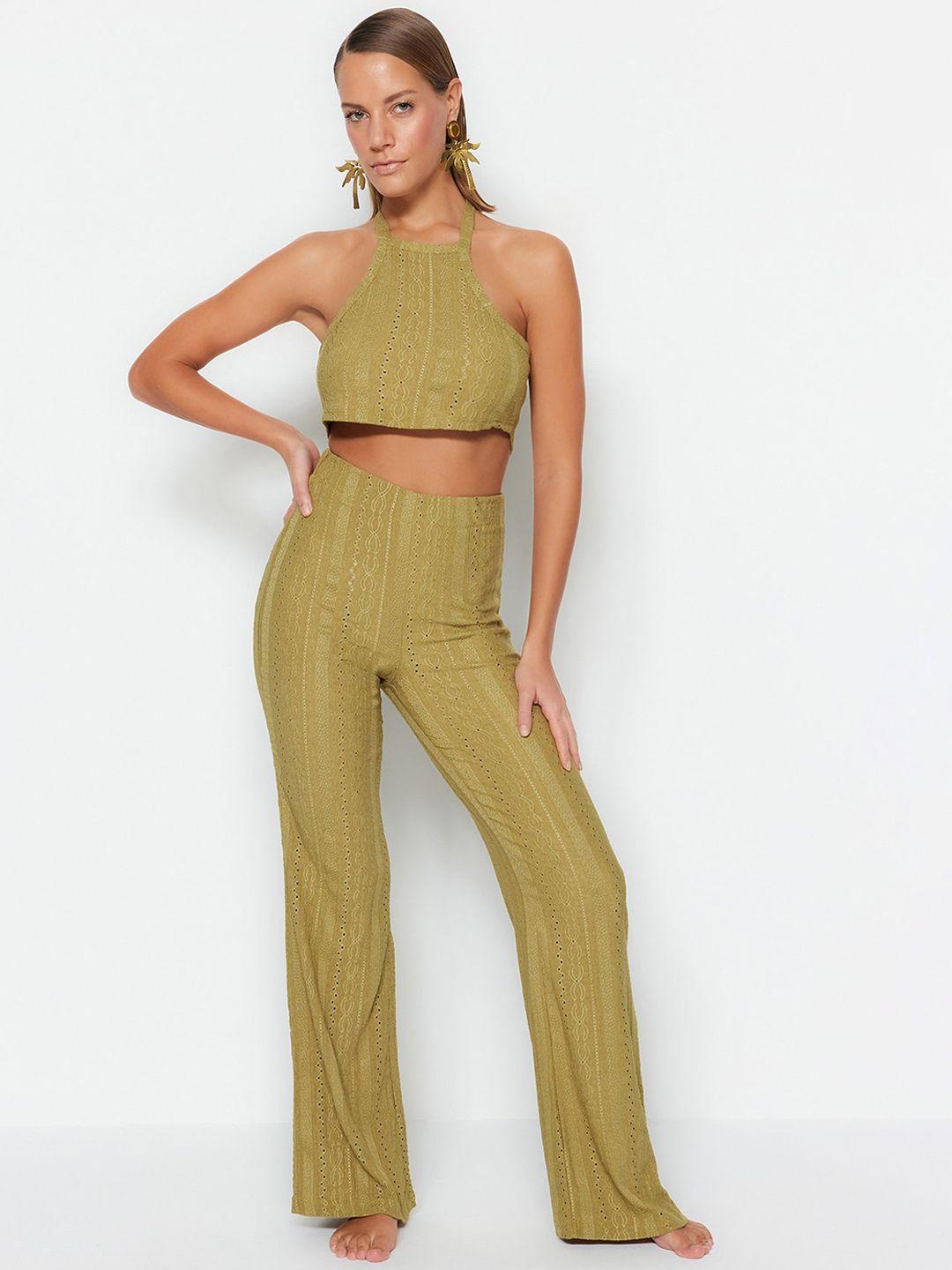 trendyol crop top with trousers co-ords