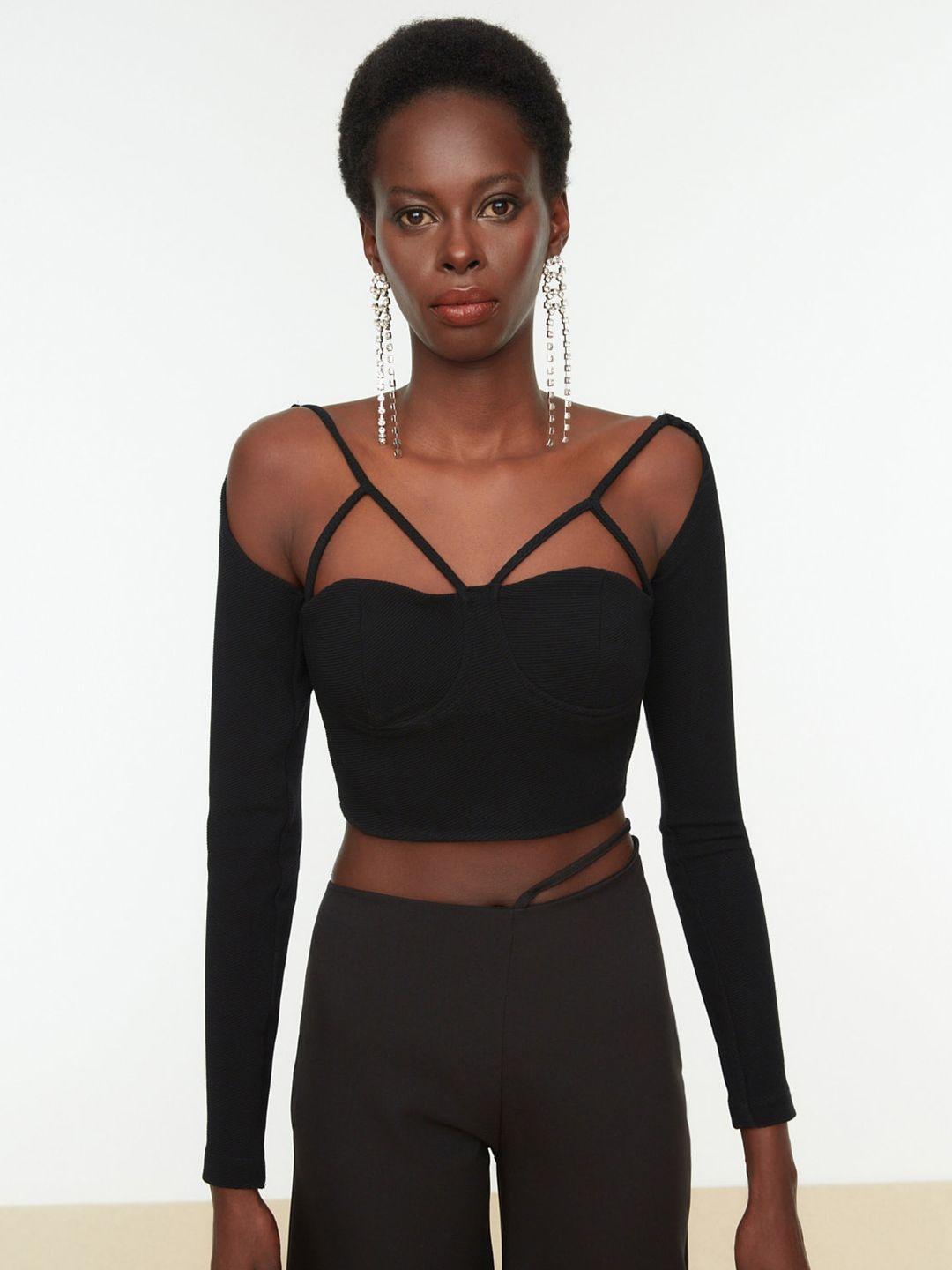 trendyol cut-outs fitted crop top