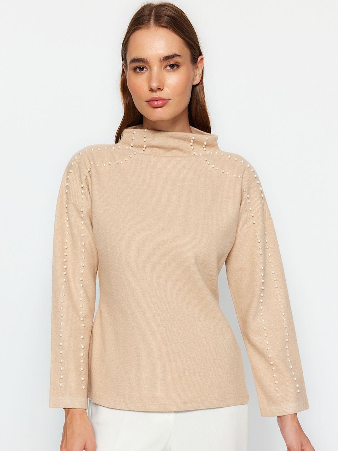 trendyol embellished high neck top