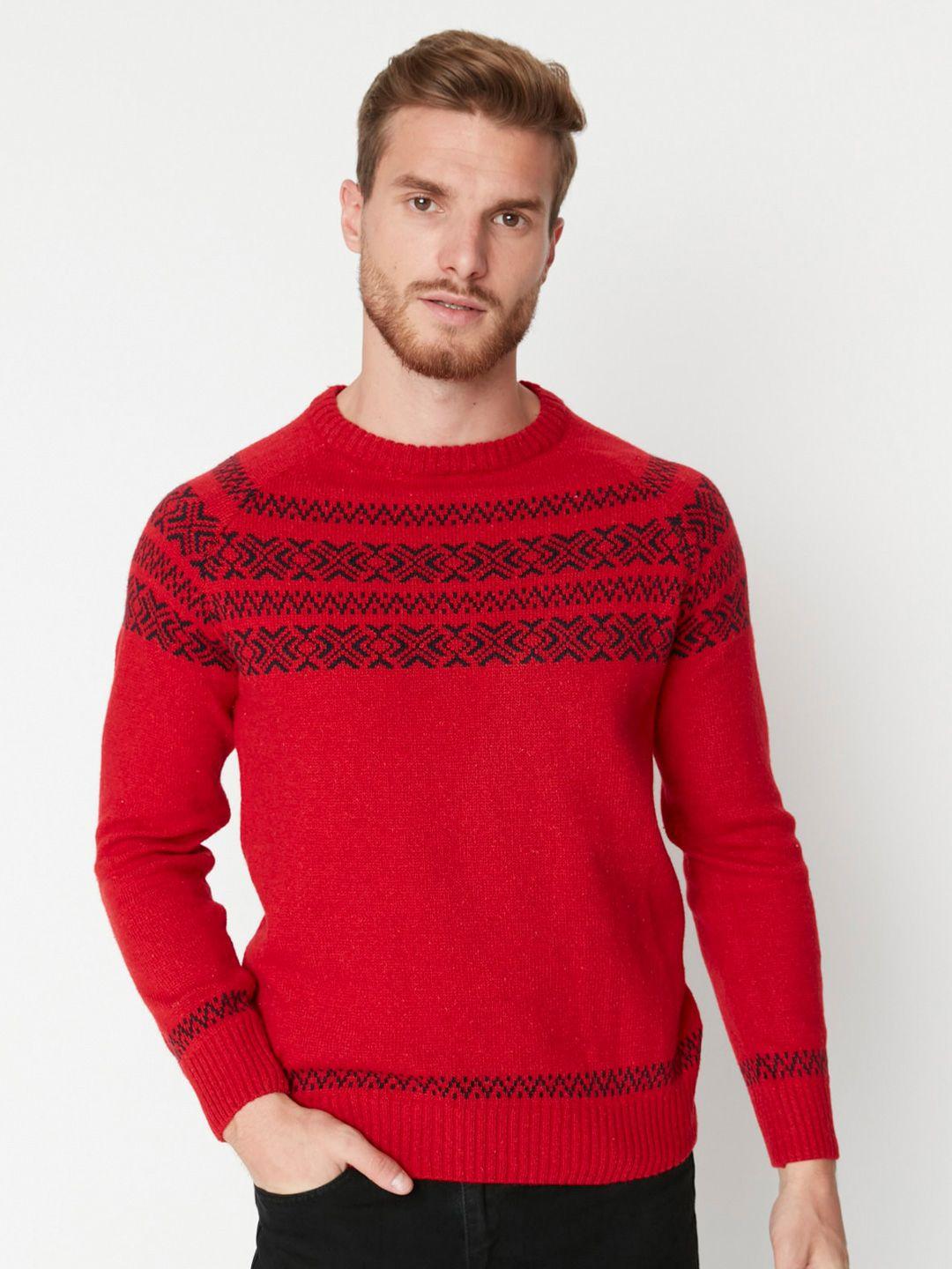 trendyol ethnic motifs self design pullover sweater