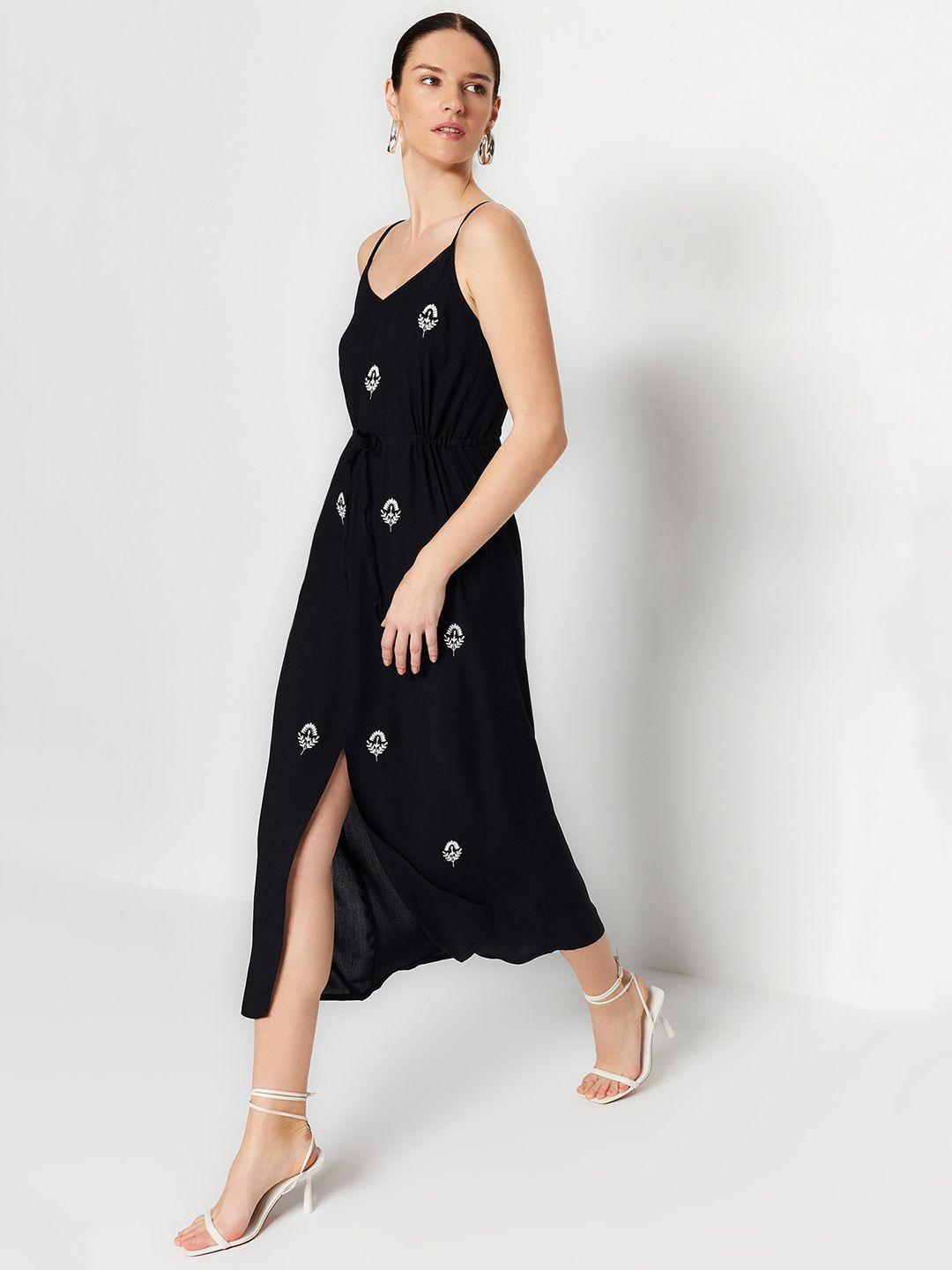 trendyol floral embroidered a-line dress