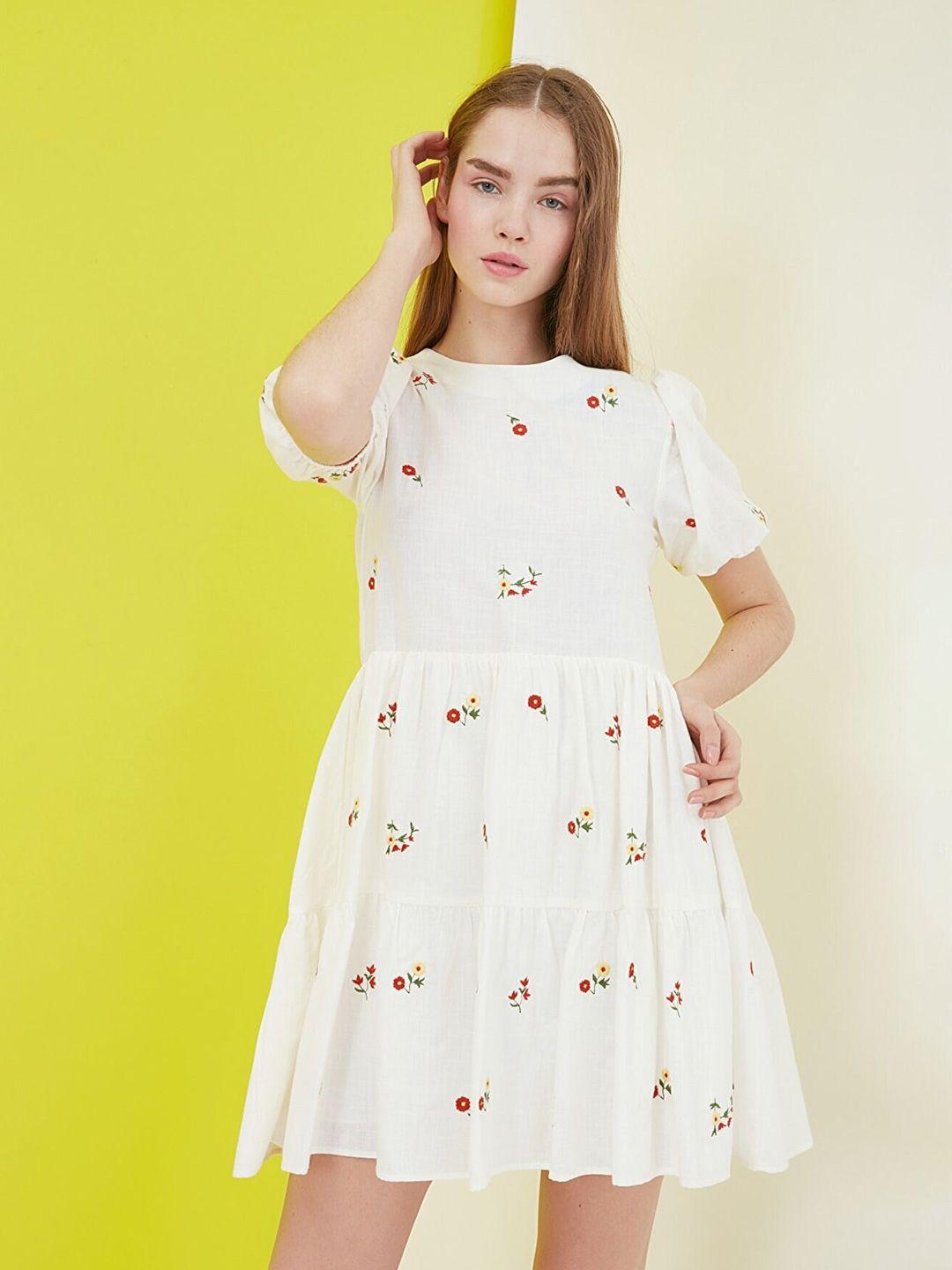 trendyol floral embroidered pure cotton dress