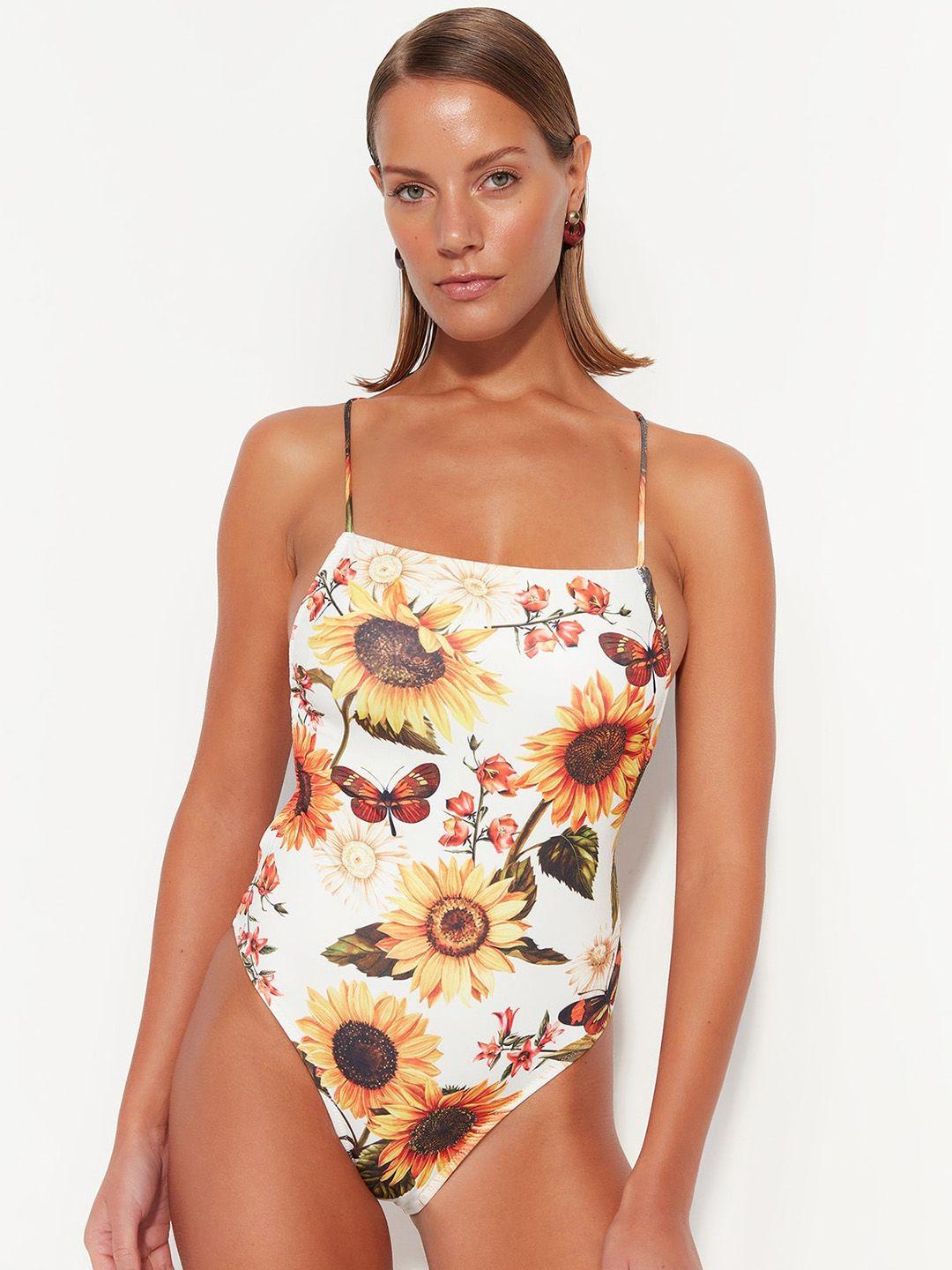 trendyol floral printed bodysuit swimwear