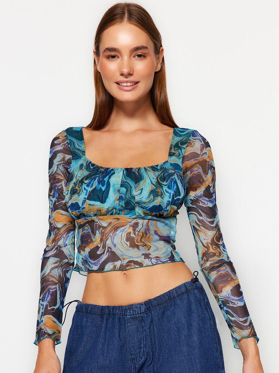 trendyol floral printed crop top