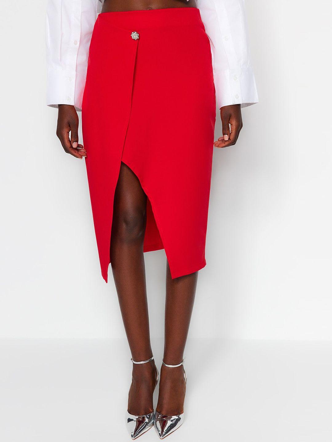 trendyol front slit tulip midi skirt