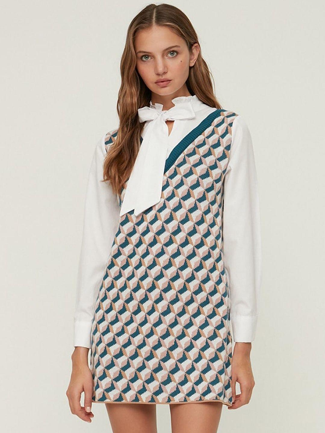 trendyol geometric printed a-line mini dress