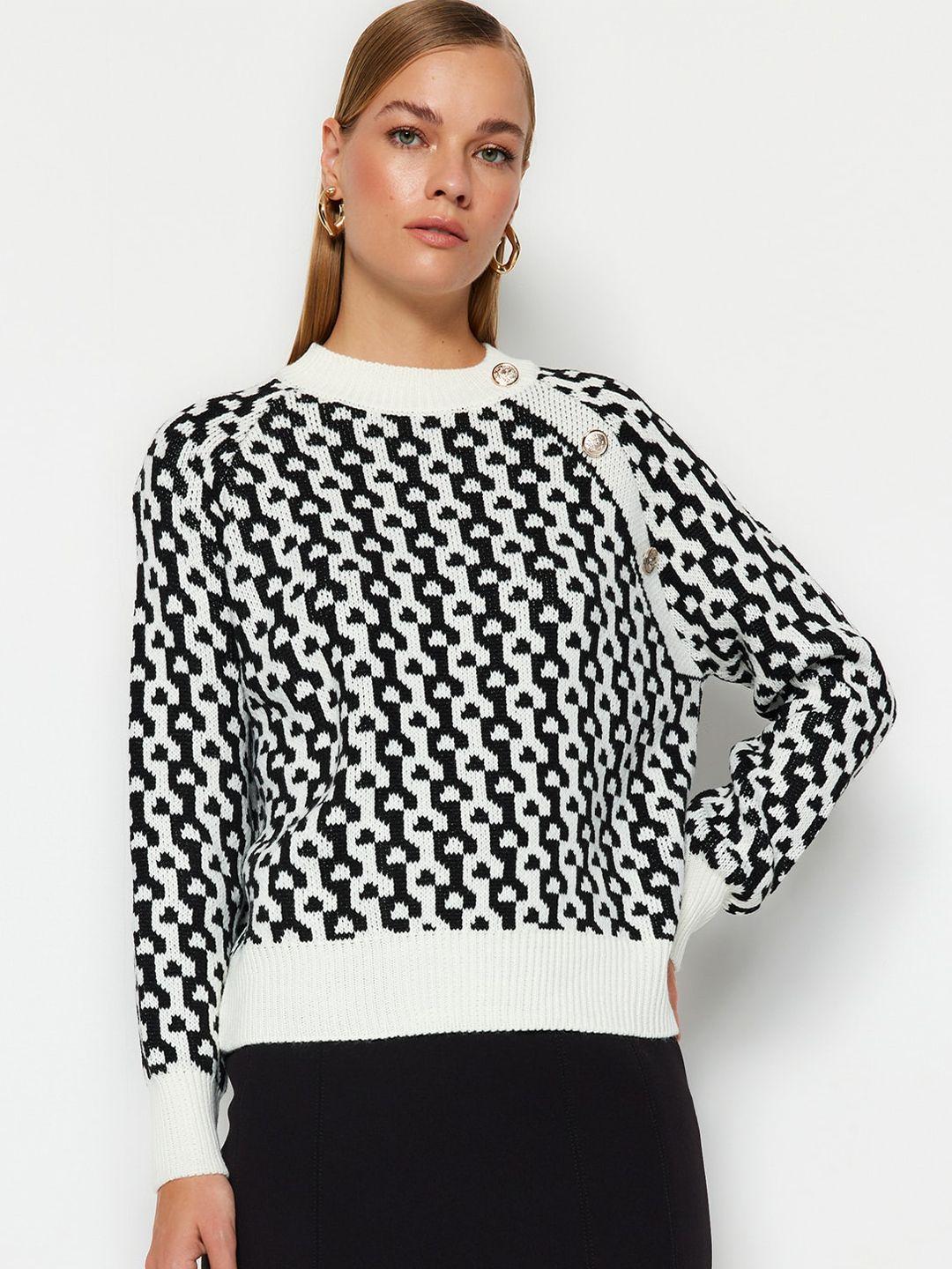 trendyol geometric printed acrylic pullover