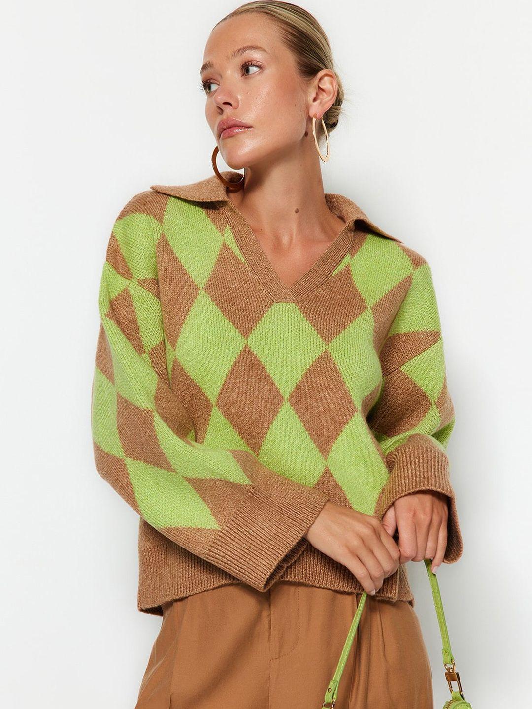trendyol geometric printed pullover
