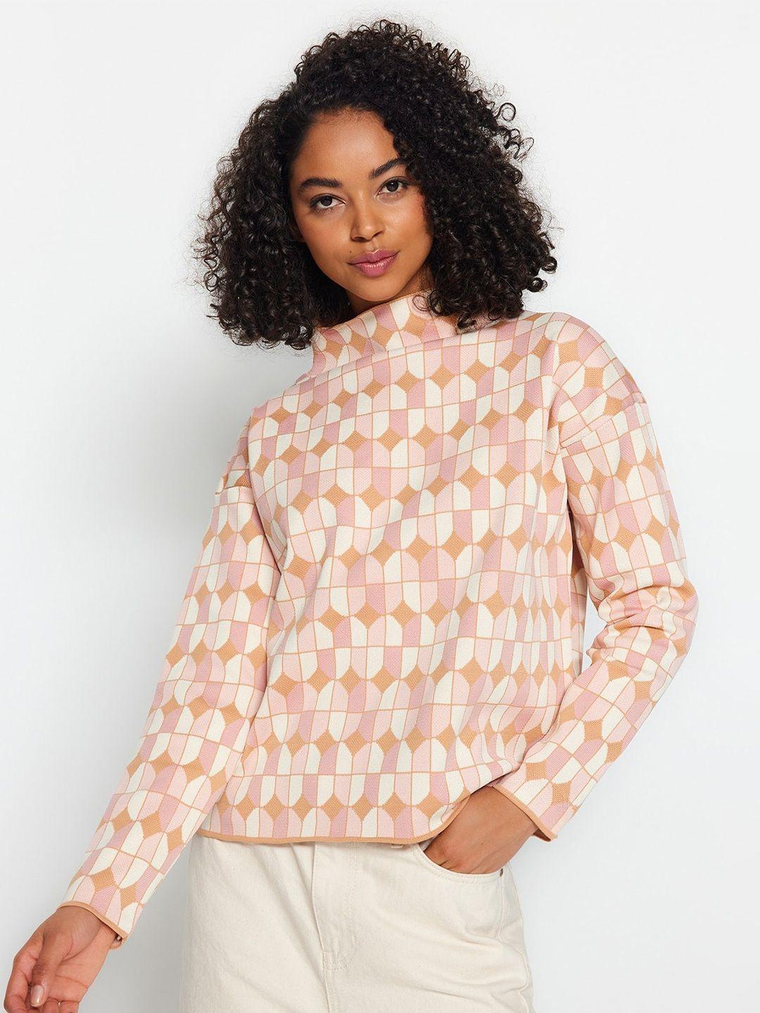 trendyol geometric printed pullover