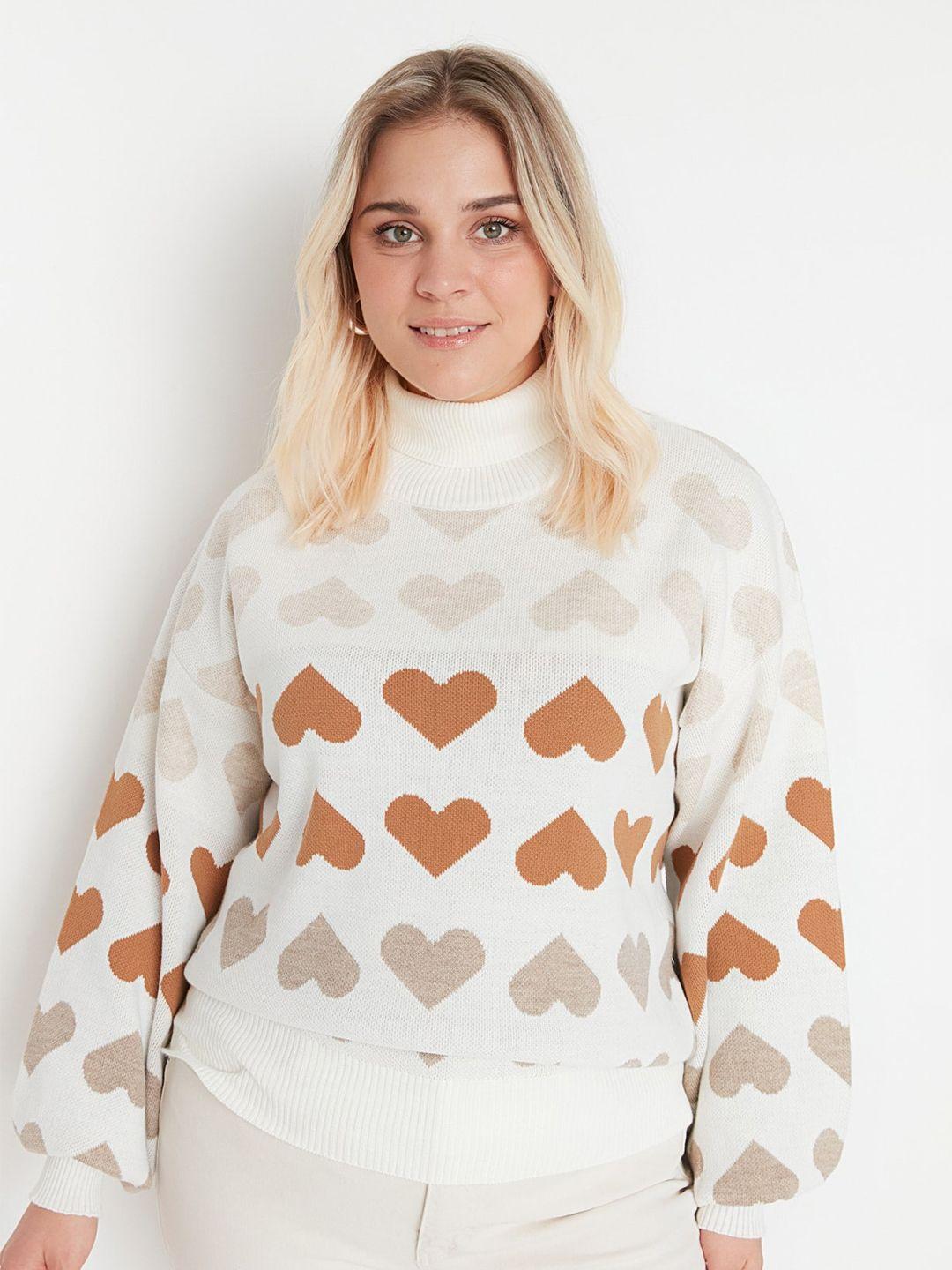 trendyol graphic printed acrylic turtle neck pullover sweaters