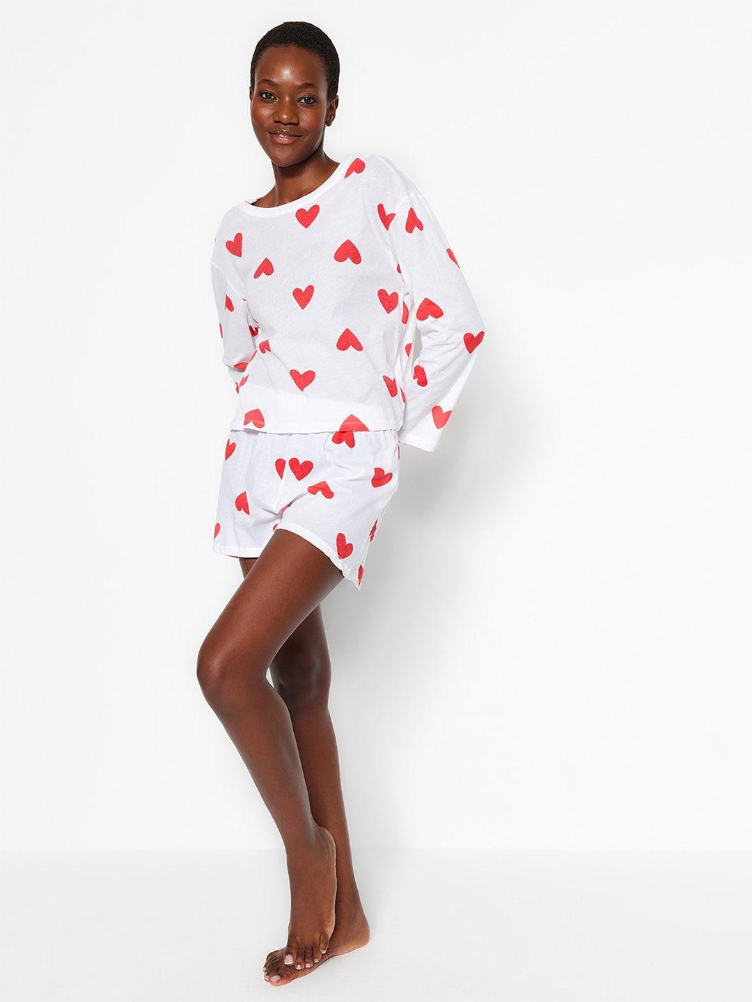 trendyol graphic printed pure cotton top and shorts