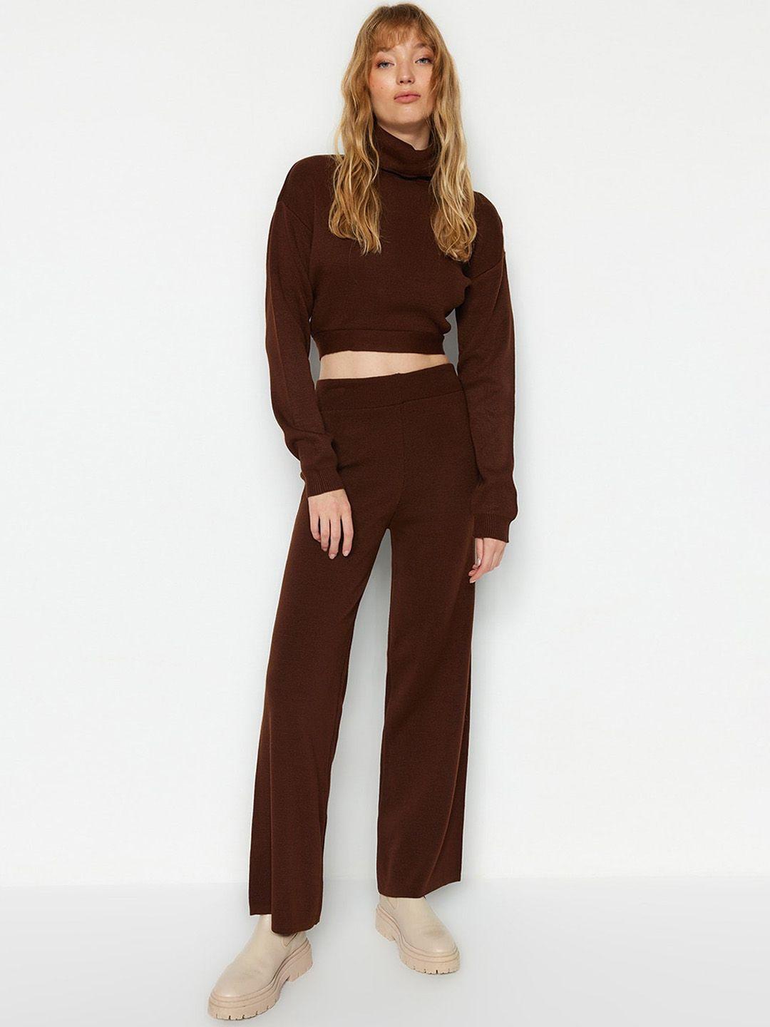 trendyol high neck acrylic sweater with trousers