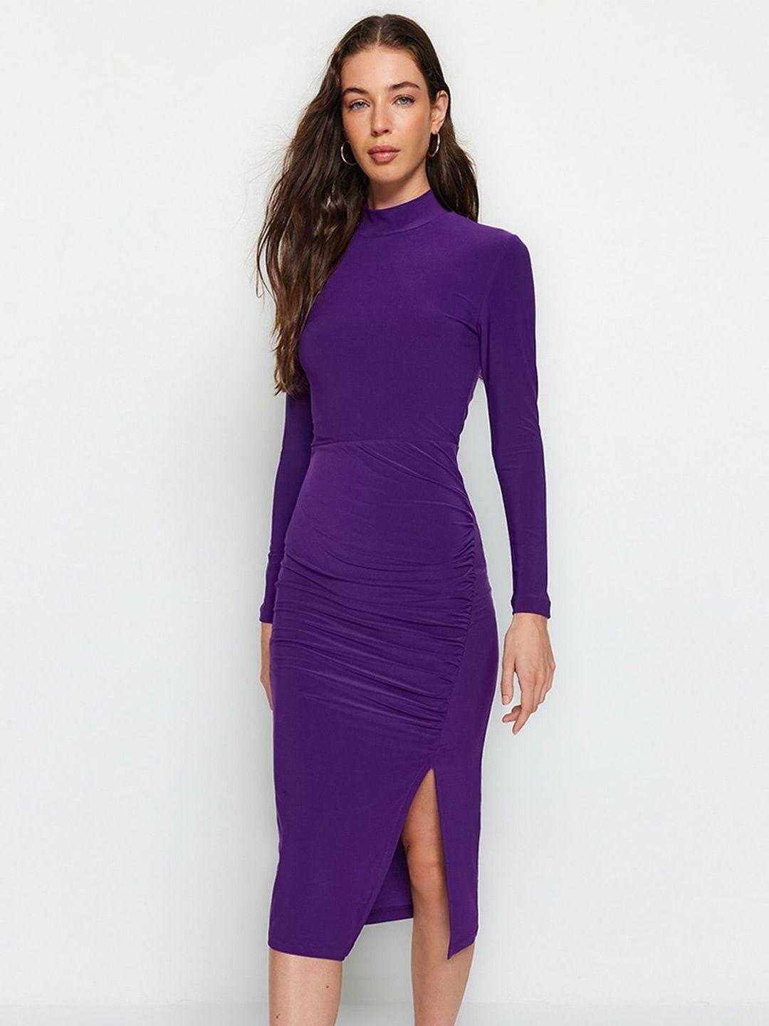 trendyol high neck long sleeves bodycon dress