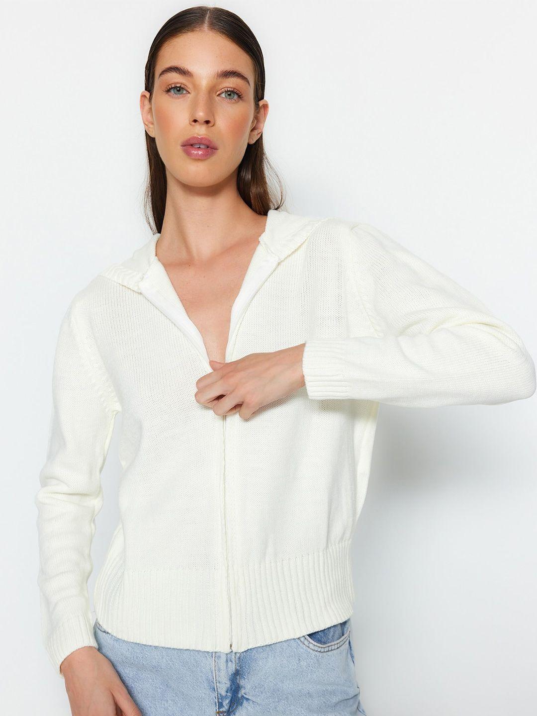 trendyol hooded acrylic cardigan sweater