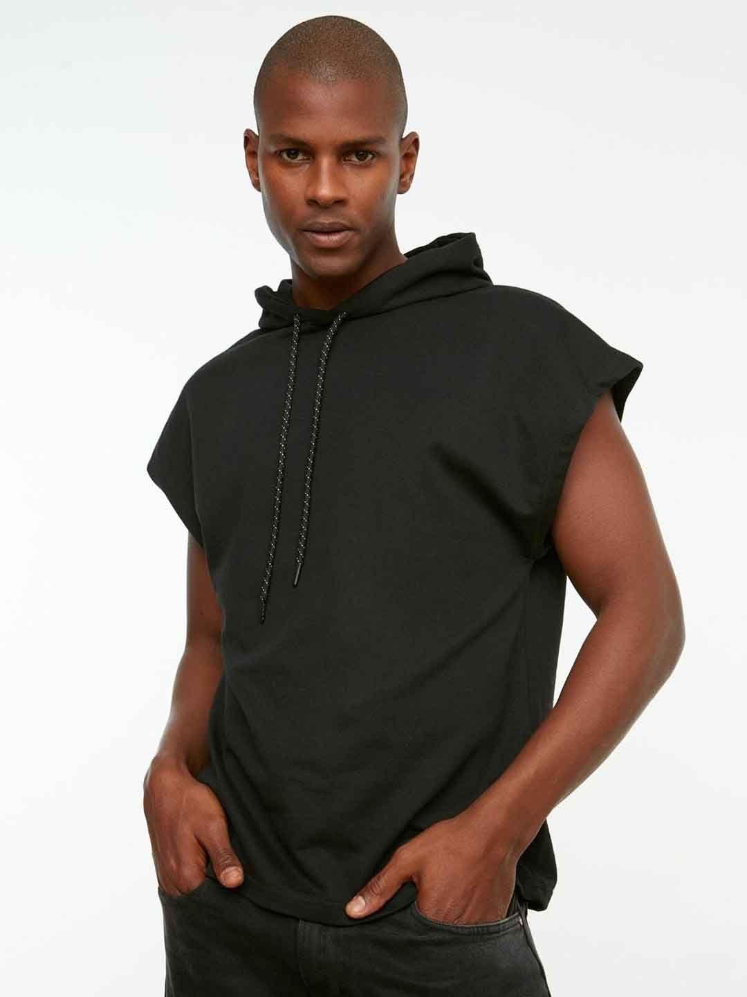 trendyol hooded extended sleeves pullover sweatshirt