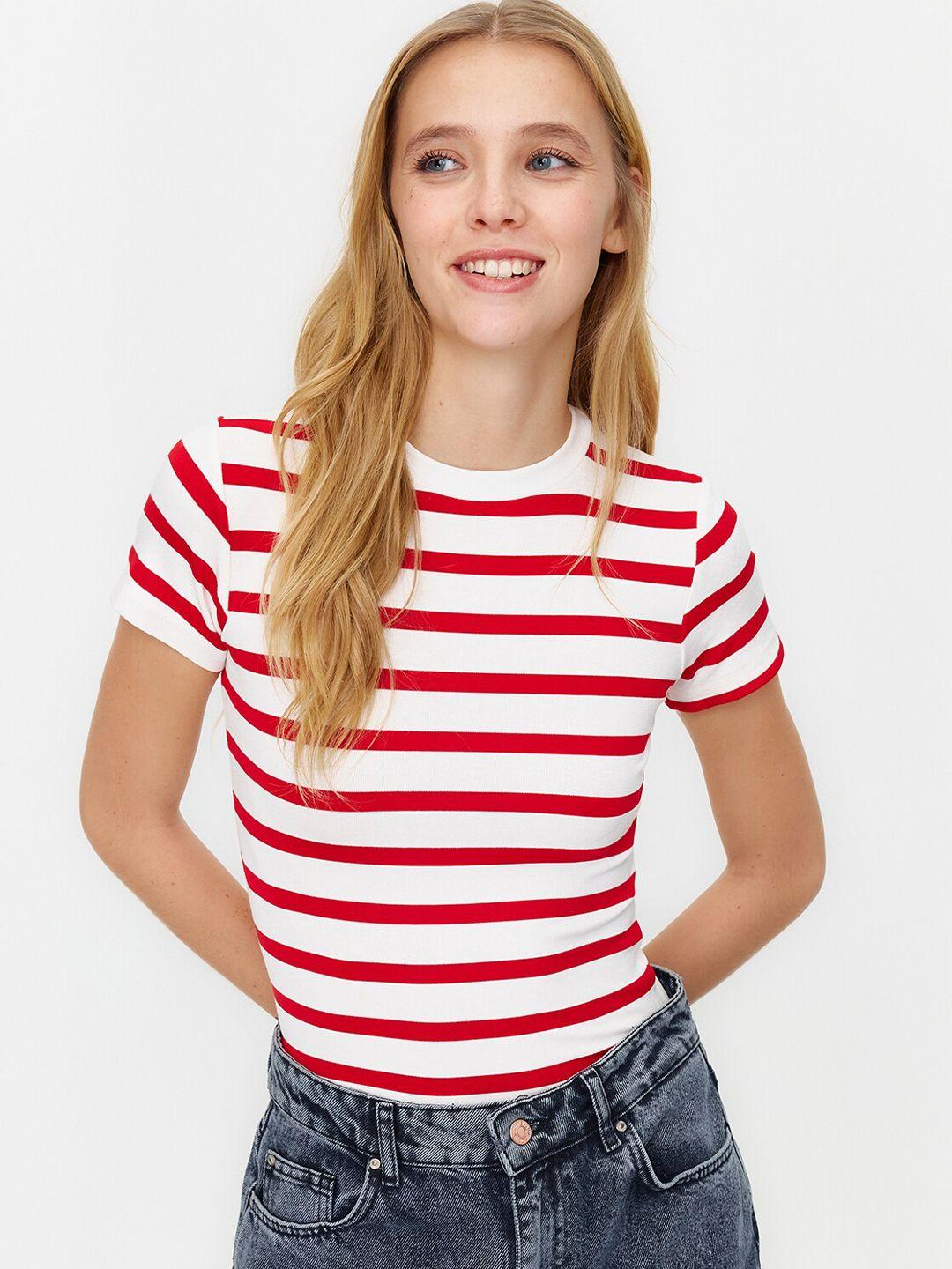 trendyol horizontal striped fitted top